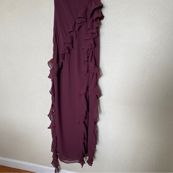 HOUSE OF CB ARIELA MULBERRY RUFFLE MAXI DRESS wine size S NWOT - Picture 9 of 13